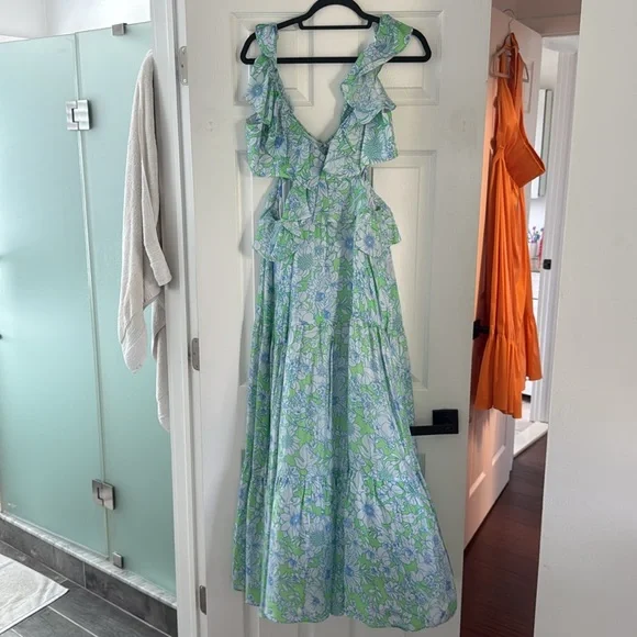 J. Crew Collection Floral Cutout Maxi Dress Size 10 - Picture 3 of 7